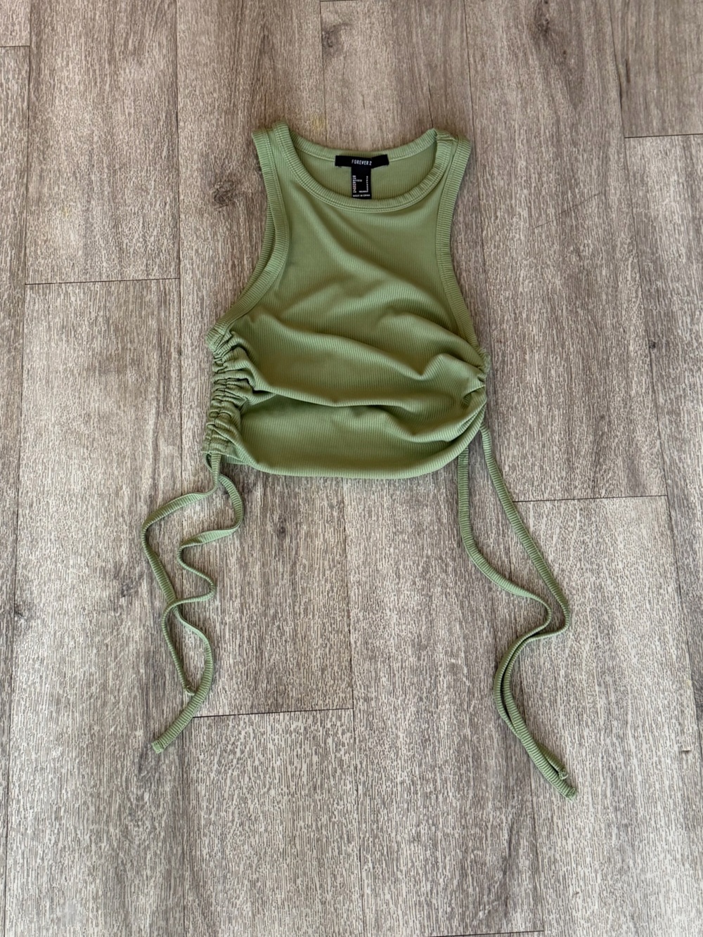 Forever 21 Olive Green Ruched Crop Tank